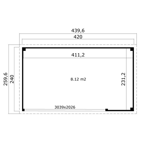 LASITA MAJA Blockbohlenhaus »Austin«, BxHxT: 439,6 x 239,4 x 259,6 cm (Außenmaß inkl. Dachüberstand), grau |  Holz