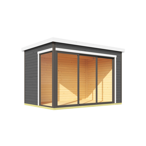 Thumbnail - LASITA MAJA Blockbohlenhaus »Austin«, BxHxT: 379,6 x 239,4 x 259,6 cm (Außenmaß inkl. Dachüberstand), grau