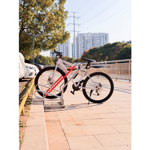 Thumbnail - SCHULTE REGALWELT Fahrradständer, für 6 Fahrräder, 210 x 82 x 93 cm - silberfarben