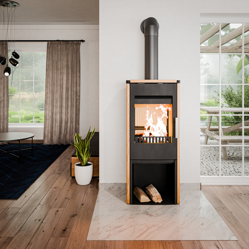 HAAS & SOHN Kaminofen »MONTEGROTTO«, woodstone/schwarz, Naturstein, 6 kW