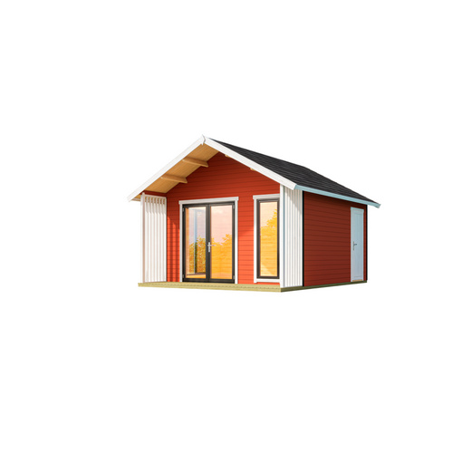 LASITA MAJA Blockbohlenhaus »Murano«, BxHxT: 448,5 x 330,6 x 520 cm (Außenmaß inkl. Dachüberstand), rot |  Holz