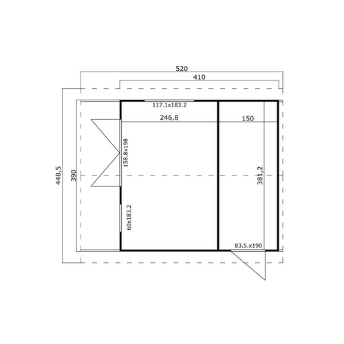 LASITA MAJA Blockbohlenhaus »Murano«, BxHxT: 448,5 x 330,6 x 520 cm (Außenmaß inkl. Dachüberstand), grau |  Holz