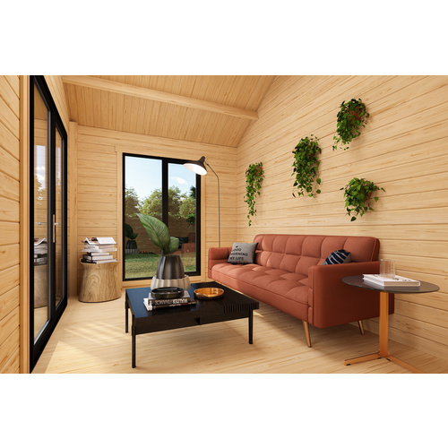 LASITA MAJA Blockbohlenhaus »Murano«, BxHxT: 448,5 x 330,6 x 520 cm (Außenmaß inkl. Dachüberstand), grau |  Holz