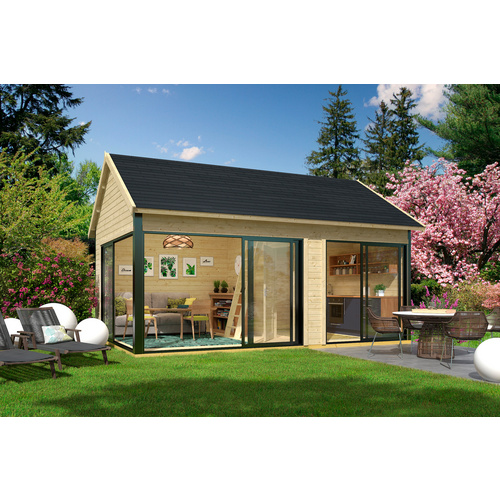 LASITA MAJA Gartenhaus »Murano«, BxHxT: 595 x 364,8 x 445,5 cm (Außenmaß inkl. Dachüberstand), naturbelassen - braun |  Holz