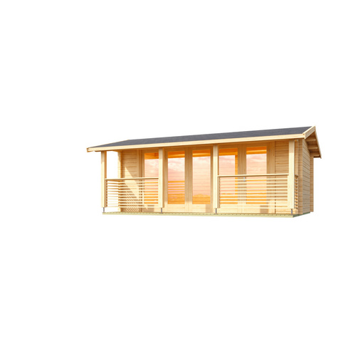 LASITA MAJA Blockbohlenhaus »Lyndhurst«, BxHxT: 610 x 244,8 x 460 cm (Außenmaß inkl. Dachüberstand), naturbelassen - braun |  Holz