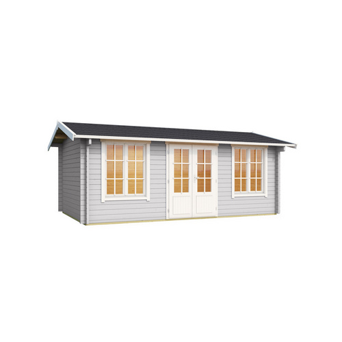 LASITA MAJA Blockbohlenhaus »Pembrokeshire«, BxHxT: 540 x 239,4 x 345,8 cm (Außenmaß inkl. Dachüberstand), grau |  Holz