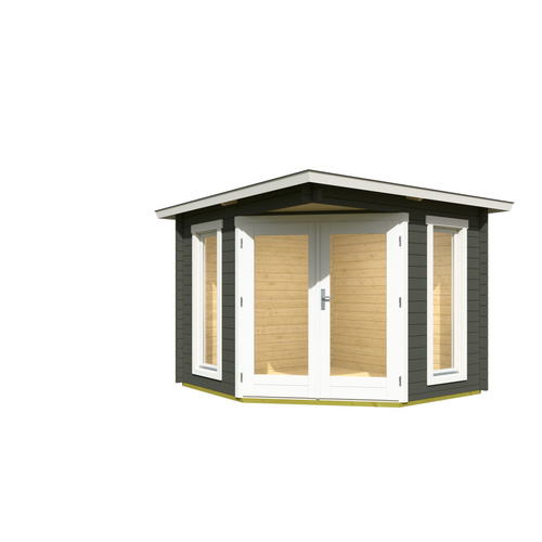 LASITA MAJA Gartenhaus »Oban«, BxHxT: 282,3 x 240,54 x 255,6 cm (Außenmaß inkl. Dachüberstand), grüngrau - gruen |  Holz