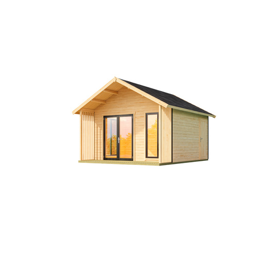LASITA MAJA Blockbohlenhaus »Murano«, BxHxT: 448,5 x 330,6 x 520 cm (Außenmaß inkl. Dachüberstand), naturbelassen - braun |  Holz