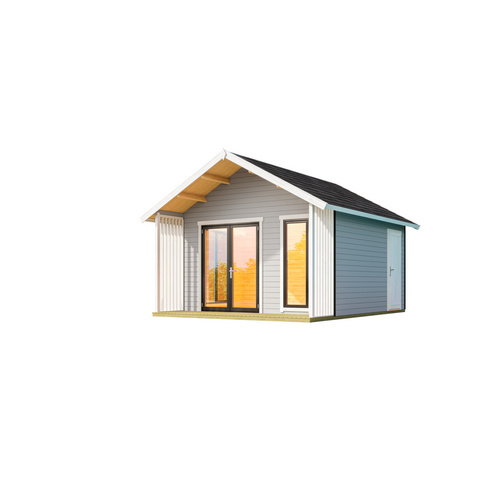 LASITA MAJA Blockbohlenhaus »Murano«, BxHxT: 448,5 x 330,6 x 520 cm (Außenmaß inkl. Dachüberstand), grau |  Holz