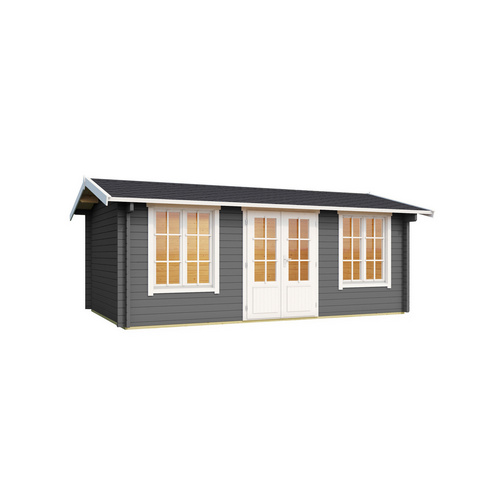 LASITA MAJA Blockbohlenhaus »Pembrokeshire«, BxHxT: 540 x 239,4 x 345,8 cm (Außenmaß inkl. Dachüberstand), grau |  Holz