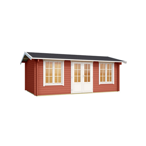 LASITA MAJA Blockbohlenhaus »Pembrokeshire«, BxHxT: 540 x 239,4 x 345,8 cm (Außenmaß inkl. Dachüberstand), rot |  Holz