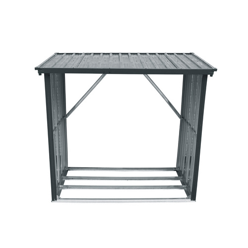 Kaminholzregal, BxHxT: 163 x 142 x 89 cm, Stahl - schwarz | silberfarben