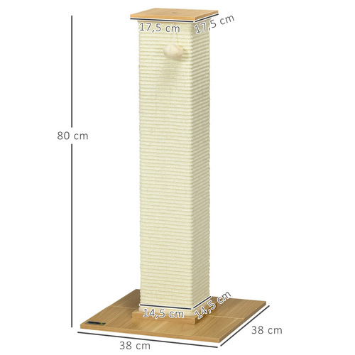 Thumbnail - PawHut Kratzbaum, LxBxH: 38 x 38 x 80 cm - beige | weiss