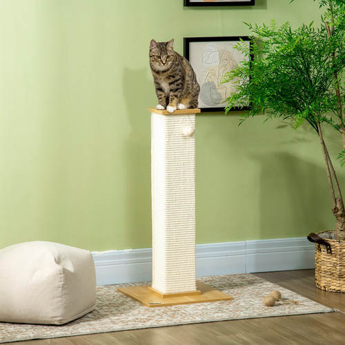 Thumbnail - PawHut Kratzbaum, LxBxH: 38 x 38 x 80 cm - beige | weiss