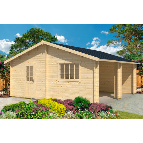 Thumbnail - LASITA MAJA Blockgarage »Falkland«, BxT: 628,6 x 635 cm (Außenmaß), Holz - braun