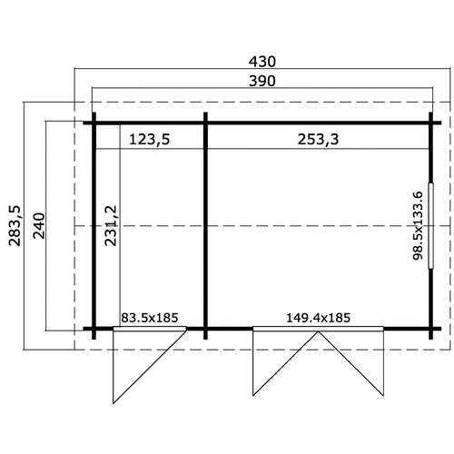 LASITA MAJA Gartenhaus »Wrexham«, BxHxT: 430 x 250,8 x 283,5 cm, (Außenmaß inkl. Dachüberstand), carbongrau |  Holz