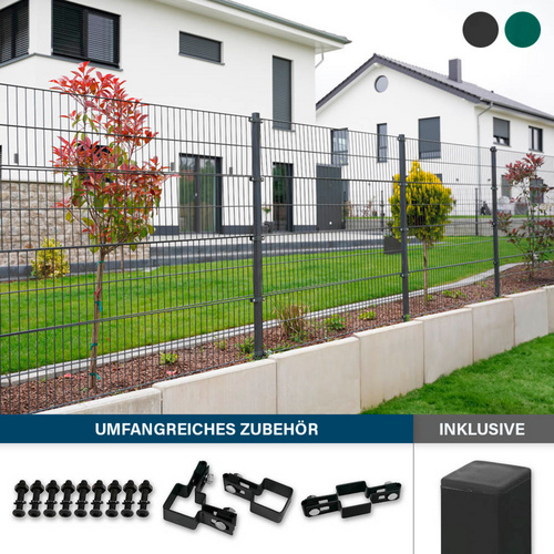 Thumbnail - Doppelstabmattenzaun »MORATA«, 200 cm x 20 m, Anthrazit - grau