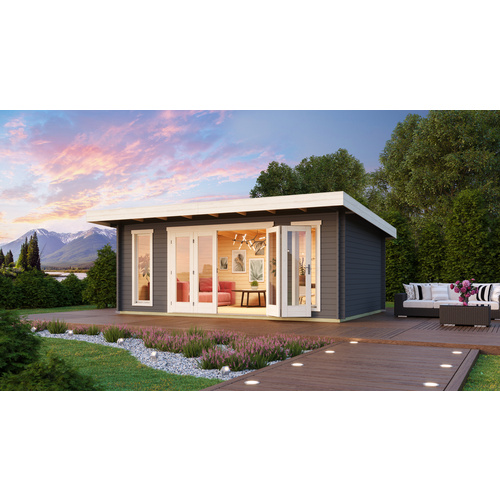 LASITA MAJA Gartenhaus »Sussex«, BxHxT: 630 x 239,4 x 470 cm, (Außenmaß inkl. Dachüberstand), carbongrau |  Holz
