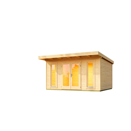 LASITA MAJA Blockbohlenhaus »Sicily«, BxHxT: 430 x 228 x 440 cm (Außenmaß inkl. Dachüberstand), naturbelassen - braun |  Holz