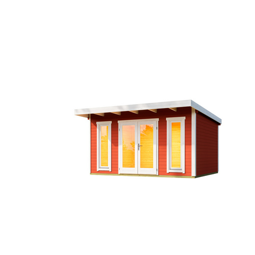 LASITA MAJA Blockbohlenhaus »Sicily«, BxHxT: 430 x 228 x 440 cm (Außenmaß inkl. Dachüberstand), rot |  Holz