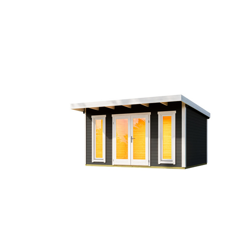 LASITA MAJA Gartenhaus »Sicily«, BxHxT: 430 x 228 x 440 cm, (Außenmaß inkl. Dachüberstand), carbongrau |  Holz