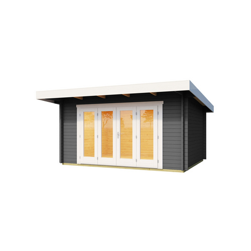 LASITA MAJA Gartenhaus »Sussex«, BxHxT: 450 x 239,4 x 410 cm, (Außenmaß inkl. Dachüberstand), carbongrau |  Holz
