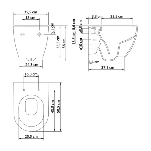 Thumbnail - SCHÖNER WOHNEN KOLLEKTION WC »Antus«, BxHxT: 35,5 x 36 x 50,5 cm, Keramik, mattschwarz