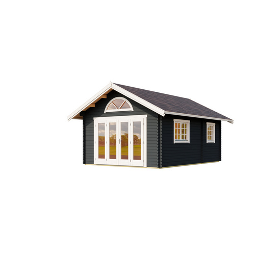 LASITA MAJA Blockbohlenhaus »Caroline«, BxHxT: 489,9 x 330,6 x 675 cm (Außenmaß inkl. Dachüberstand), grau |  Holz