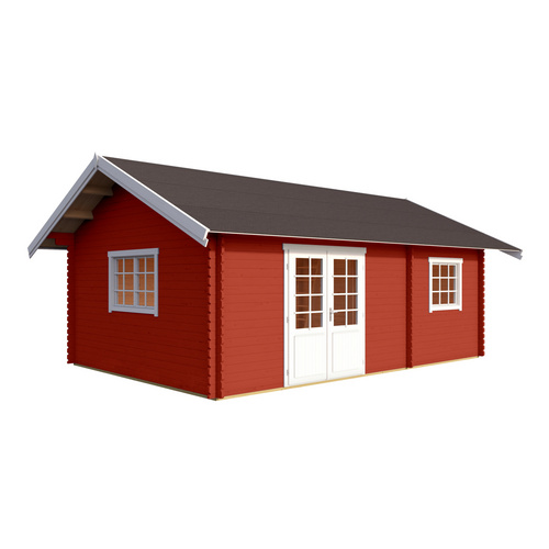 LASITA MAJA Blockbohlenhaus »Caroline«, BxHxT: 675 x 330,6 x 489,9 cm (Außenmaß inkl. Dachüberstand), rot |  Holz