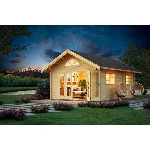 LASITA MAJA Blockbohlenhaus »Caroline«, BxHxT: 489,9 x 330,6 x 675 cm (Außenmaß inkl. Dachüberstand), naturbelassen - braun |  Holz