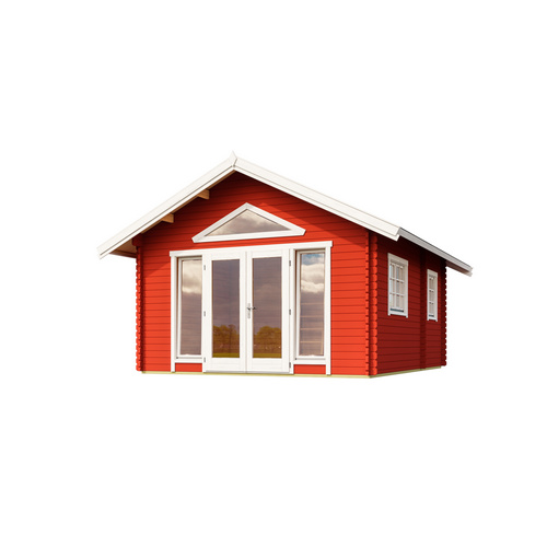 LASITA MAJA Blockbohlenhaus »Caroline«, BxHxT: 489,9 x 330,6 x 675 cm (Außenmaß inkl. Dachüberstand), rot |  Holz
