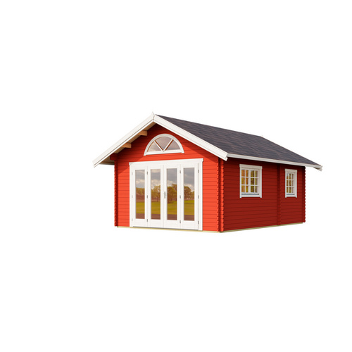 LASITA MAJA Blockbohlenhaus »Caroline«, BxHxT: 489,9 x 330,6 x 675 cm (Außenmaß inkl. Dachüberstand), rot |  Holz