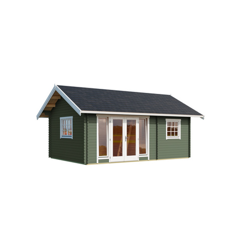 LASITA MAJA Blockbohlenhaus »Caroline«, BxHxT: 675 x 330,6 x 489,9 cm (Außenmaß inkl. Dachüberstand), grün - gruen |  Holz