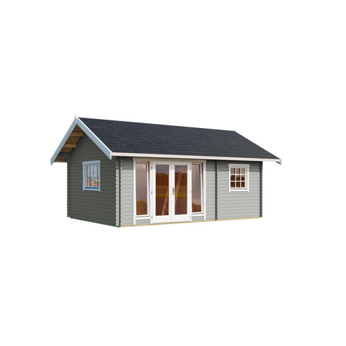 LASITA MAJA Blockbohlenhaus »Caroline«, BxHxT: 675 x 330,6 x 489,9 cm (Außenmaß inkl. Dachüberstand), grau |  Holz