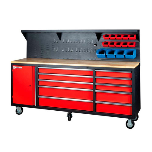 HOLZMANN-MASCHINEN Werkbank »WEWA2130«, Rollen, inkl. Zubehör, schwarz/rot