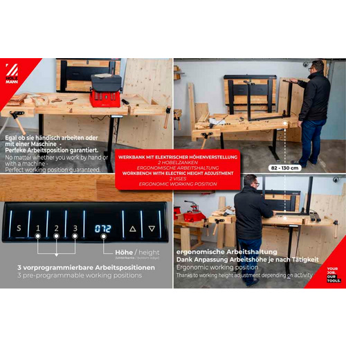 Thumbnail - HOLZMANN-MASCHINEN Hobelbank »WB210ELIFT 230V«, elektrisch höhenverstellbar, bis 1200 mm - schwarz | braun