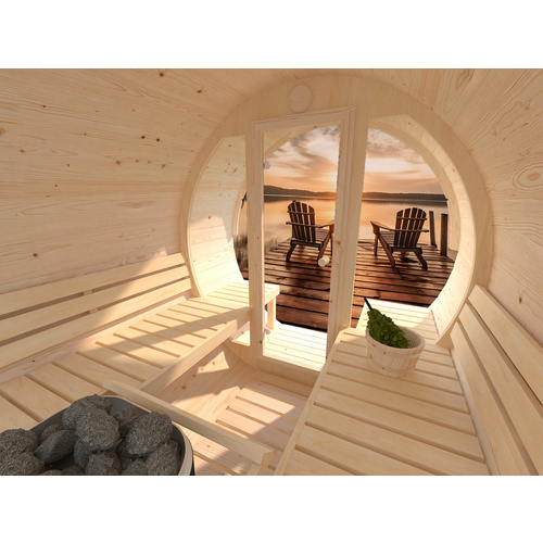 Thumbnail - PALMAKO Fasssauna »Anita«, B x H x T: 220 x 225 x 290 cm, naturbelassen, Fichtenholz - braun