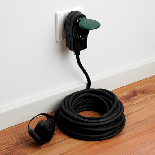 Thumbnail - REV-Ritter Verlängerungskabel Powersplit, ca. 25 m, schwarz, mit Sicherung