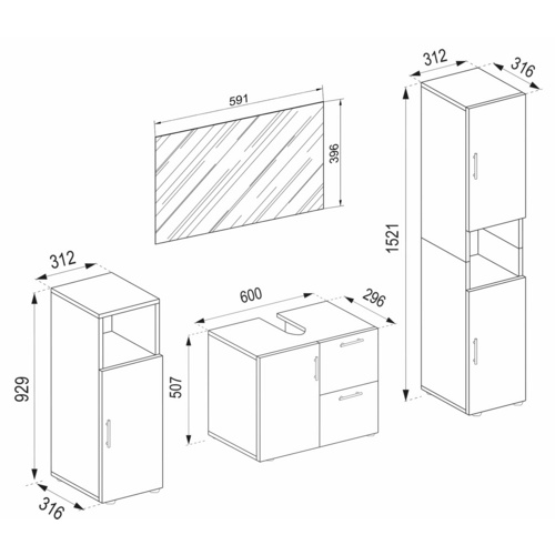 Thumbnail - VCM Badmöbel-Set »Flandu«, 4-tlg., anthrazit, anthrazit - grau
