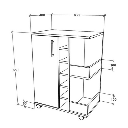 VCM Küchenwagen »Esilo M«, BxHxT: 63 x 85 x 40 cm - grau
