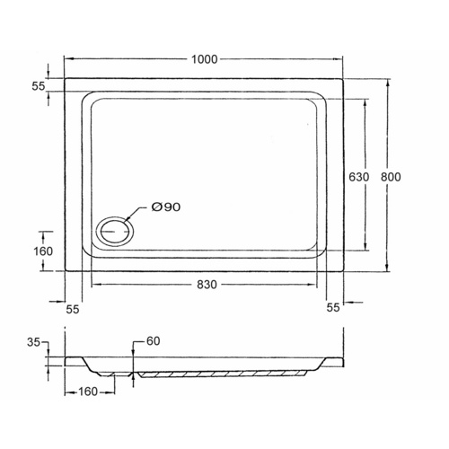Thumbnail - OTTOFOND Duschwanne »Samos«, ohne Fuss 100x80 cm, weiss