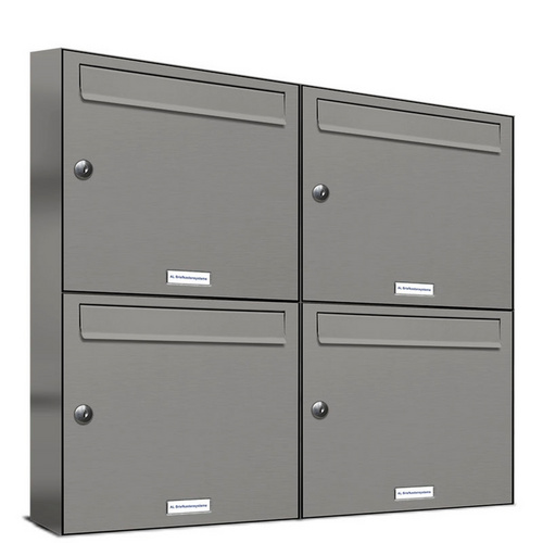 AL BRIEFKASTENSYSTEME Briefkasten, Parteien: 4, BxHxT: 76,6 x 68,4 x 11,6 cm - grau