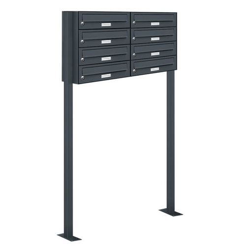 AL BRIEFKASTENSYSTEME Briefkasten, Parteien: 8, BxHxT: 84,6 x 150 x 27,5 cm - grau
