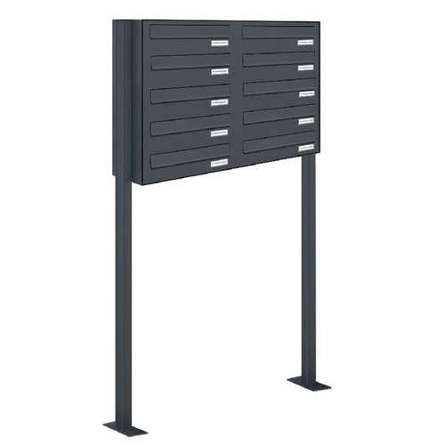 AL BRIEFKASTENSYSTEME Briefkasten, Parteien: 10, BxHxT: 84,8 x 150 x 27,5 cm - grau