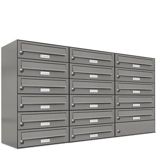 AL BRIEFKASTENSYSTEME Briefkasten, Parteien: 17, BxHxT: 115,9 x 69 x 27,5 cm - grau