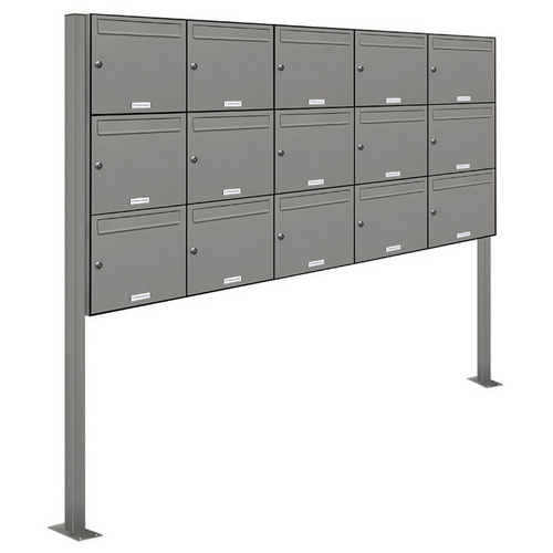 AL BRIEFKASTENSYSTEME Briefkasten, Parteien: 15, BxHxT: 199,5 x 170 x 11,6 cm - grau