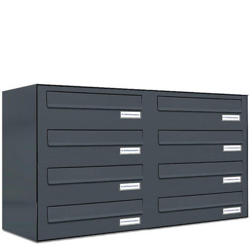 AL BRIEFKASTENSYSTEME Briefkasten, Parteien: 8, BxHxT: 76,8 x 46 x 27,5 cm - grau