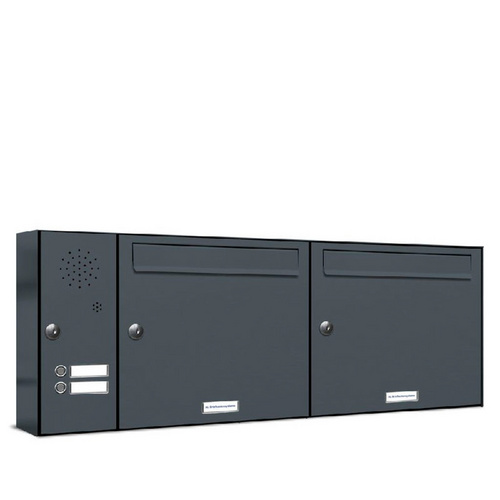 AL BRIEFKASTENSYSTEME Briefkasten, Parteien: 2, BxHxT: 91,4 x 34,5 x 11,6 cm - grau