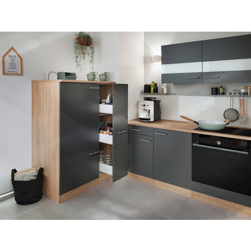 Thumbnail - RESPEKTA Kühl-/Gefrierkombi-Umbauschrank »Merle«, BxHxT: 60 x 144,8 x 60 cm, grau - grau | braun