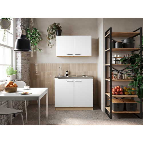 Thumbnail - RESPEKTA Pantry-Küche »Merle«, BxHxT: 100 x 200 x 200 cm, weiß - weiss | braun